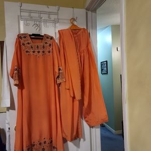 Elegant embroidered Eat Indian dress with matching trousers and sElegtole/ scarf